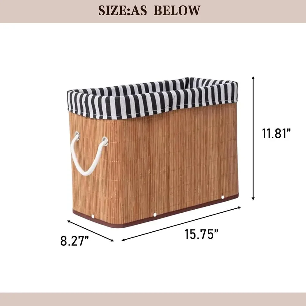 2PCS Bamboo Storage Basket Fabric Lined Under Desk Organizer